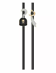 10 Piraten rietjes zwart 20 cm