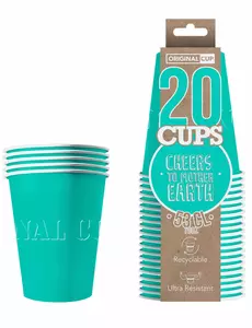 20 Amerikaanse turquoise recyclebare kartonnen bekers 53 cl