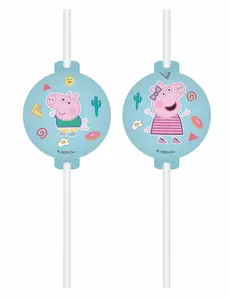 4 Pailles médaillon Peppa Pig™