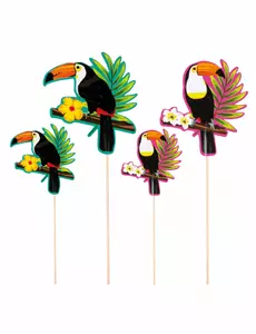 4 Toekan houten prikkers 25 - 17,5 cm
