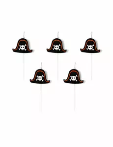 5 Verjaardagskaarsjes op piratenhoedprikkers 2 cm