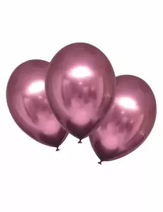 6 Ballons en latex roses satinés 28 cm