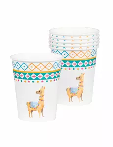 6 witte lama kartonnen bekers 25 cl