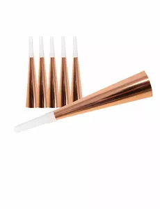 6 Roségouden Kartonnen Trompetten 19 cm