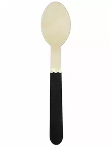 8 Petites cuillères en bois noires 16 cm