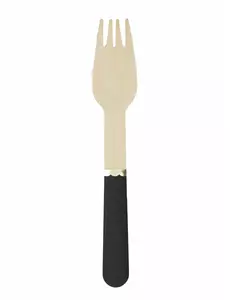 8 Petites fourchettes en bois noires 15 cm