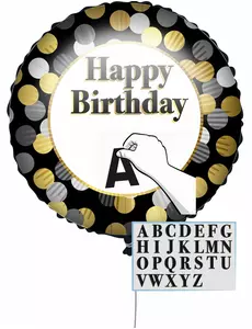Aanpasbare verjaardag ballon zwart goud 43 cm