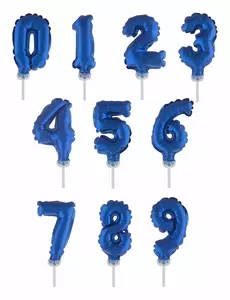 Cake topper ballon chiffre bleu foncé 12,7 cm, Taille: Numéro 1