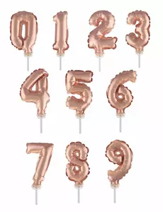 Cake topper ballon chiffre rose gold 12,7 cm, Taille: 0