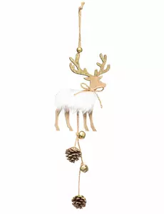 Décoration à suspendre en bois joli renne 28 cm