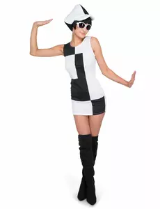 Déguisement disco bicolore femme, Taille: Small