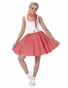 Rood 50's kostuum voor vrouwen, Maat: Medium