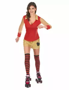 Déguisement années 80 doré et rouge femme, Taille: Small