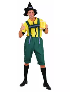 Déguisement bavarois jaune et vert homme, Taille: Medium