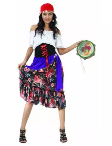 Déguisement bohémienne fleurie femme, Taille: Medium