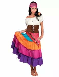 Déguisement bohémienne multicolore femme, Taille: Medium