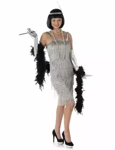 Déguisement charleston argent femme, Taille: Small