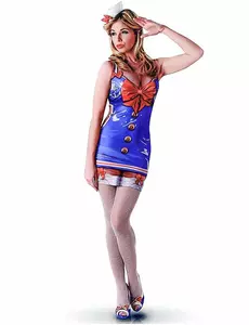 Sexy matrozen kostuum met print voor dames