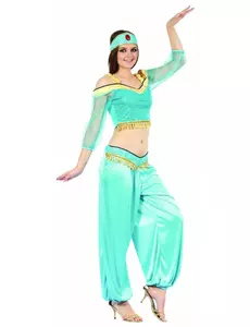 Déguisement danseuse orientale bleue et or femme, Taille: Small