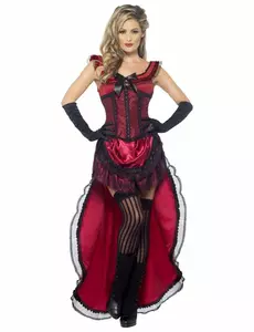 Déguisement danseuse saloon sexy rouge femme, Taille: Small