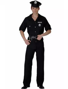 Déguisement policier noir homme, Taille: Large