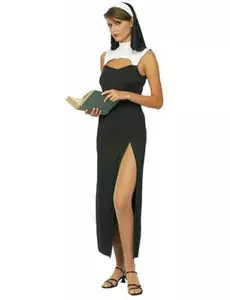 Déguisement nonne sexy robe fendue femme