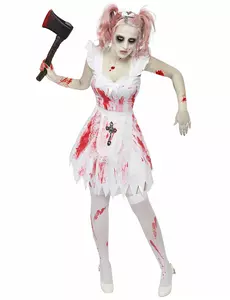 Déguisement demoiselle d'honneur zombie femme Halloween, Taille: Small/Medium