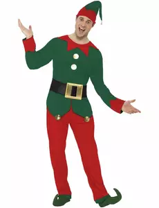 Déguisement elfe bicolore homme Noël, Taille: Large