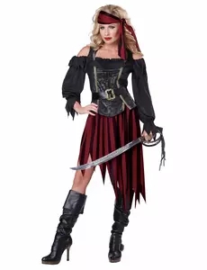 Sexy fluweelachtige piraten outfit voor vrouwen, Maat: X-Large (44/46)