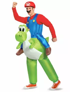 Opblaasbaar Nintendo® Mario op Yoshi kostuum voor volwassenen
