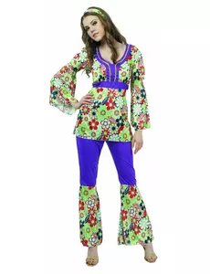 Déguisement hippie fleuri et violet femme