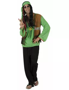 Groen flower power hippie pak voor heren