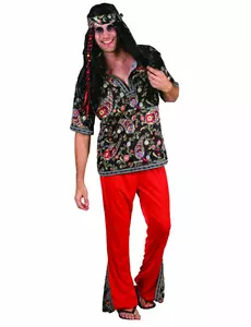 Déguisement hippie rouge homme, Taille: M/L