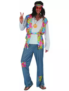 Hippie Flower Power outfit voor heren, Maat: Medium