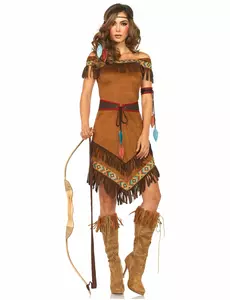 Déguisement indienne faux daim femme, Taille: Small/Medium (38–40)
