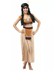 Klassieke beige en oranje indianen outfit voor vrouwen, Maat: Medium