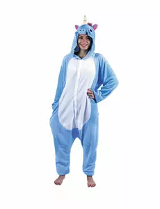 Déguisement combinaison licorne bleue adulte
