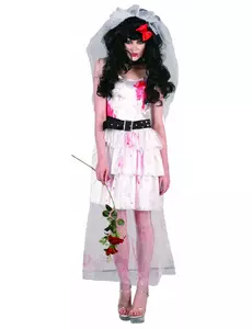 Déguisement mariée zombie femme Halloween, Taille: Small