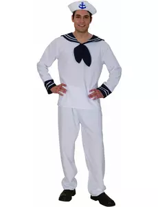 Déguisement marin blanc homme, Taille: Medium