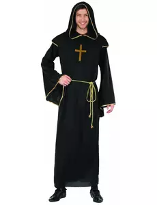 Déguisement moine noir et doré homme, Taille: Medium