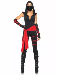 Déguisement ninja noir sexy luxe femme, Taille: Small (36–38)