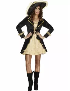 Elegant barok piraten kostuum voor vrouwen, Maat: Medium
