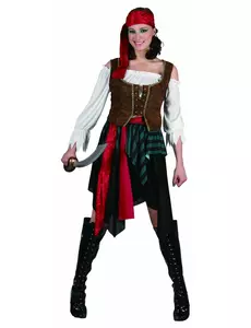 Mooie veelkleurige piraten outfit voor vrouwen, Maat: Small