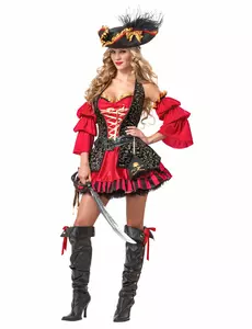 Déguisement Pirate rouge pour femme - Premium, Taille: XX-Large (46/48)