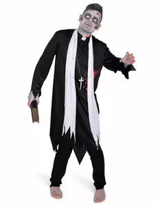 Déguisement prêtre zombifié homme, Taille: Medium