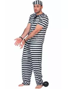Déguisement prisonnier noir et blanc homme