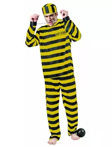 Déguisement prisonnier jaune adulte, Taille: Medium/Large