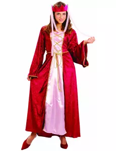 Déguisement rouge reine médiévale femme, Taille: Small