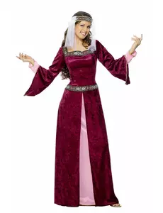 Déguisement reine médiévale effet velours femme, Taille: Small