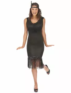 Zwart Charleston kostuum voor dames, Maat: Small